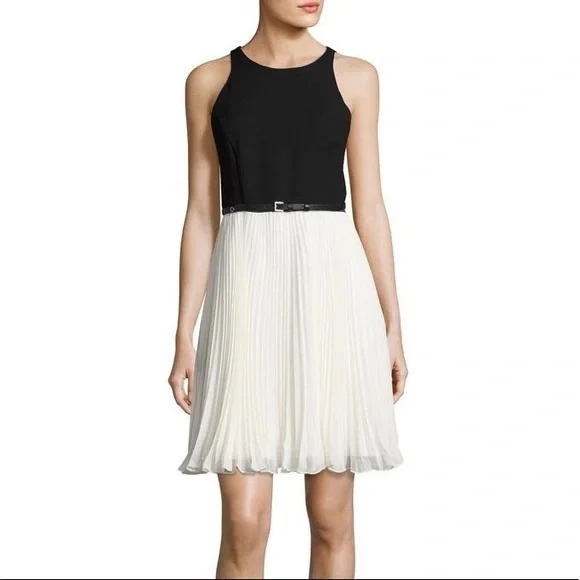 open lace back dress Halston Priya Knit Pleated Gown